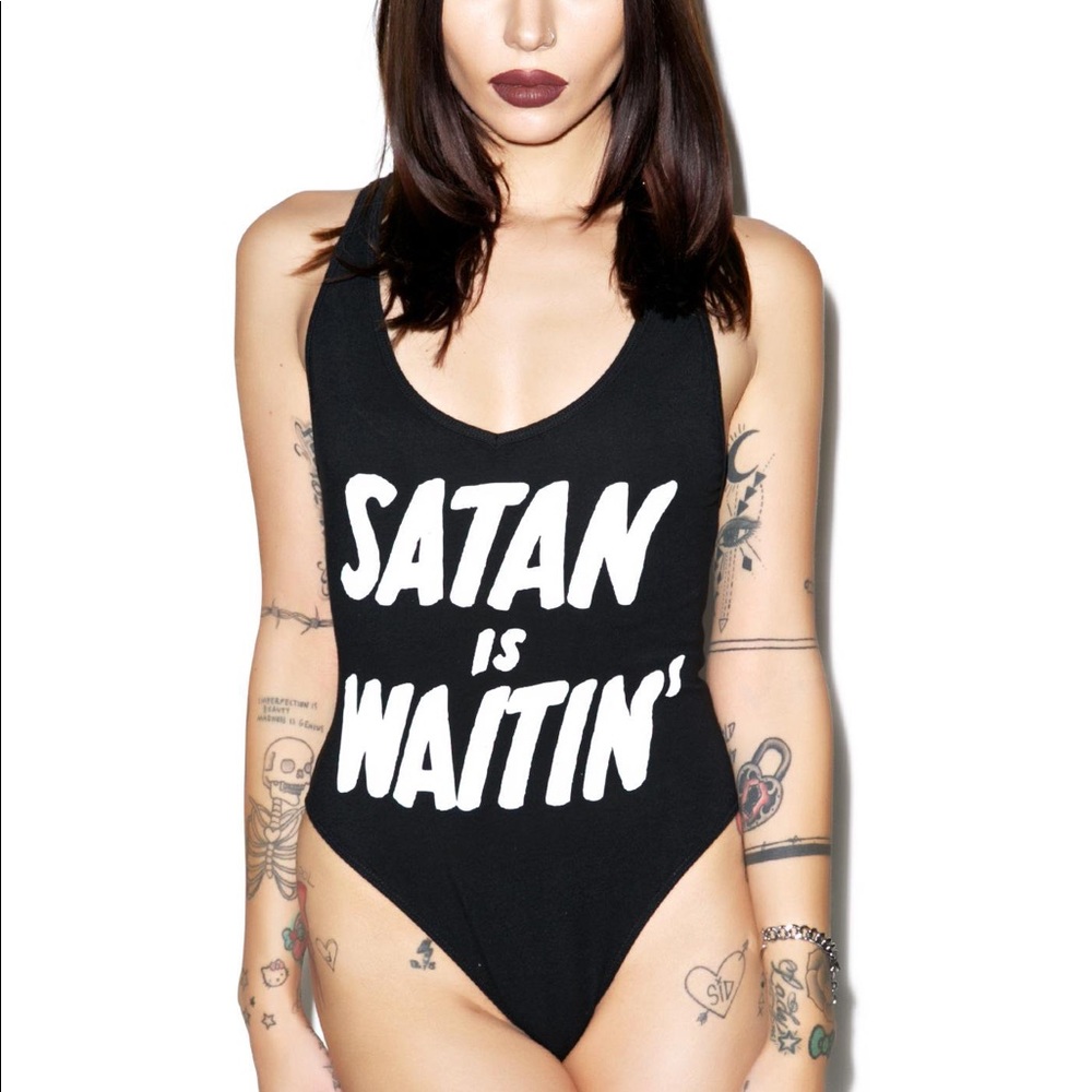Dollskill black bodysuit AA Satan festival rave